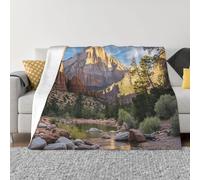 Zion National Park Couverture de lit réversible en flanelle pour canapé, camping, toutes saisons (101,6 x 76,2 cm)