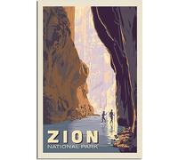 Zion National Park Explore The Narrows Art Imprimer Vintage Rétro Mur Art Toile Affiche Accueil Décoration Chambre Décoration Sans cadre 30x45cm