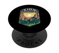 Zion National Park Outdoor Retro Vintage Utah Randonnée Trail PopSockets PopGrip Adhésif