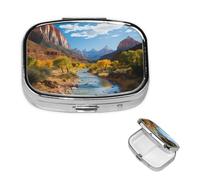 Zion National Park Pilulier rétro avec miroir 2 compartiments pour sac à main ou poche en métal