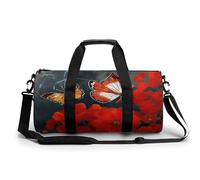 Zion National Park Sac de sport pour homme et femme avec compartiment, Fleurs et papillons rouges, 17.7in/9in/9in