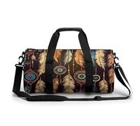 Zion National Park Sac de sport pour homme et femme avec compartiment, Plume tribale ethnique vintage, 17.7in/9in/9in
