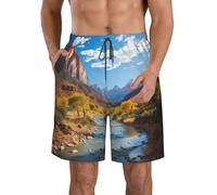 Zion National Park Short de bain pour homme à séchage rapide avec poche, Blanc, XL