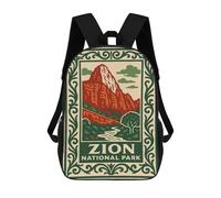 Zion National Park Vintage Poster Sacs À Dos Pour Enfants, Sac À Dos Scolaire Imprimé En 3D Pour Enfants, Sac À Dos De Voyage, Sac À Livres Pour Enfants 17inch Sac D'école