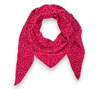 Ziona Foulard triangle en mousseline 100 % coton pour femme - Foulard imprimé léopard - Foulard d'été léger pour printemps et été - Doux, aéré et fabriqué en Italie - Écharpe 195 x 72 cm, Rose, XL