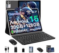 ZIOVO Android 15 Tablette 10 Pouces,30Go RAM+128Go ROM (TF 2To)Tablet,5G WiFi Tablettes,Octa-Core 2.0 GHz/Gemini AI/Widevine L1/8000 mAh/BT 5.0/GPS/Face ID/2 en 1 Tablette avec Clavier et Souris-Noir