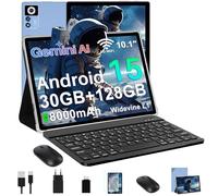 ZIOVO Tablette 10 Pouces Android 15,30Go RAM+128Go ROM (TF 2To)Tablet,5G WiFi Tablettes,Octa-Core 2.0 GHz/Gemini AI/Widevine L1/8000 mAh/BT 5.0/GPS/Face ID/2 en 1 Tablette avec Clavier et Souris-Bleu