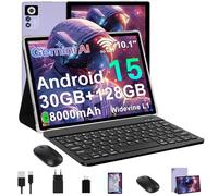 ZIOVO Tablette 10 Pouces Android 15,30Go RAM+128Go ROM (TF 2To)Tablet,5G WiFi Tablettes,Octa-Core 2.0 GHz/Gemini AI/Widevine L1/8000mAh/BT 5.0/GPS/Face ID/2 en 1 Tablette avec Clavier et Souris-Violet