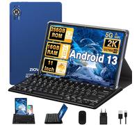 ZIOVO Tablette 11 Pouces Android 13 Tablettes,16Go RAM+256Go ROM/TF 1To,2K Écran Octa-Core 2.0GHz,5G WiFi/2000 * 1200/ 8600mAh/13+5MP/GMS/Couvercle métallique,Tablette avec Clavier et Souris - Bleu