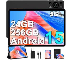 ZIOVO Tablette 11 Pouces Android 15 Tablettes,5G WiFi Tablette,24Go RAM+256Go ROM(TF 1To),Octa-Core 2.0GHz/8000mAh/13+5MP/Couvercle Métallique/Widevine L1/Soutenir Neflix, Tablette Tactile -Noir