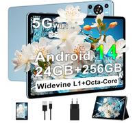 ZIOVO Tablette 11 Pouces Tablette Android 14,24Go RAM+256Go ROM/TF 1To, Octa-Core 2.0GHz,5G WiFi/8000mAh/13+5MP/GMS Certified/Couvercle Métallique/Widevine L1/Soutenir Neflix，Tablette Tactile -Bleu
