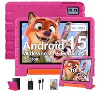ZIOVO Tablette Enfants 10 Pouces Android 15, 30Go RAM+64Go ROM (TF 2To), 5G WiFi Tablettes, Gemini AI, Octa-Core/Widevine L1/Face ID/Contrôle Parental/6000 mAh/BT 5.0, Tablette avec étui EVA -Rose
