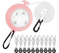 ZIOYANE Corde à linge rétractable de 10 m, durable et portable pour camping, voyage, corde à linge réglable avec 20 clips et 10 crochets pour une utilisation en intérieur/extérieur dans le jardin ou