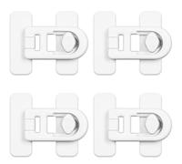 ZIOYANE Lot de 4 verrous de sécurité pour réfrigérateur - Sans perçage - Sans perçage - En ABS - Sécurité enfant - Pour cuisine et armoire - Blanc