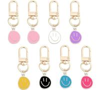 ZIOYANE Lot de 8 porte-clés en alliage avec motif visage souriant avec pendentifs colorés en émail pour sac à main, sac à main, sac à dos