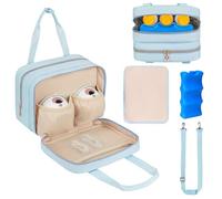 ZIOZERTT Sac de voyage isotherme pour lait maternel, sac de rangement pour tire-lait compatible avec tire-lait Momcozy/Medela/Elvie/Willow avec poche de glace et tapis imperméable, bleu