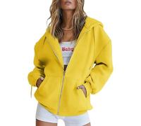 Zip Up Hoodie Women, Cozy Hoodies for Women with Pockets for Everyday Wear, Outdoor Activities, Travel (Yellow,S)