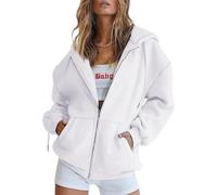 Zip Up Hoodie Women, Cozy Hoodies for Women with Pockets for Everyday Wear, Outdoor Activities, Travel (White,S)