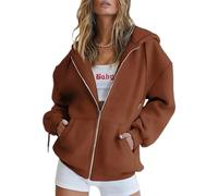Zip Up Hoodie Women, Cozy Hoodies for Women with Pockets for Everyday Wear, Outdoor Activities, Travel (Brown A,S)