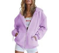 Zip Up Hoodie Women, Cozy Hoodies for Women with Pockets for Everyday Wear, Outdoor Activities, Travel (Light Purple,TG)