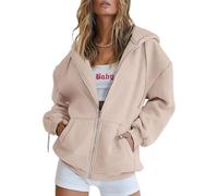 Zip Up Hoodie Women, Cozy Hoodies for Women with Pockets for Everyday Wear, Outdoor Activities, Travel (Khaki,TTG)
