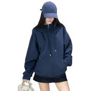 Zip Up Hoodie Women Oversized Sweatshirt, Casual Comfy Women Fall Clothes for Daily, Travel, Gym & Home (Navy Blue,TG)