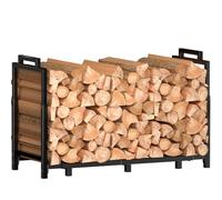 ZIPEEU Porte-Bûches Rectangulaire Range-Bûches Métal 400lbs 10 Pieds Réglable pour Cheminée Intérieur/Extérieur Transport Facile(128-150x33x58-78cm Noir)