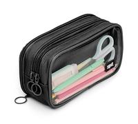 ZIPIT Half & Half Trousse Scolaire | Trousse à crayons grande capacité | Etui à Crayon pour l'école, le collège et le bureau (Noir)