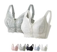 Ziplacy Soutien-gorge de levage sans fil avec fermeture éclair avant ultra douce et confortable, soutien réglable, respirant, 2 pièces., XL