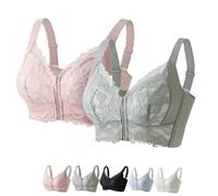 Ziplacy Soutien-gorge de levage sans fil avec fermeture éclair avant ultra douce et confortable, soutien réglable, respirant, 2 pièces-F, XL