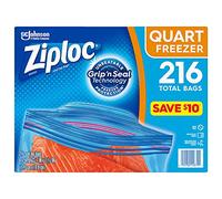 Ziploc Double Zipper Heavy Duty Quart Freezer Bags (216 Bags) by Ziploc