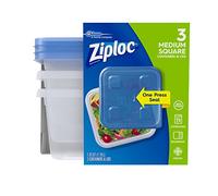 Ziploc Lot de 3 boîtes de conservation des aliments avec fermeture à pression, pour le voyage et l'organisation, passent au lave-vaisselle, carrés de taille moyenne