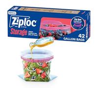 Ziploc Sacs de stockage alimentaire gallon, design ouvert avec fond debout, faciles à remplir, 42 pièces (l'emballage peut varier)