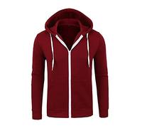 Zipped Sweat-Shirt À Capuche Homme Veste Cardigan de Couleur Unie pour Hommes Pull Rétro Beau de Grande Taille Sweatshirt à Capuche à Col Rond et à Manches Longues avec Poche Kangourou