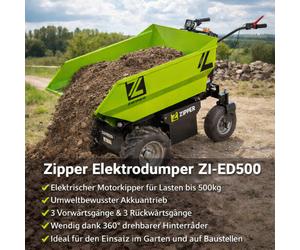 Zipper Électrique Dumper ZI-ED500 - Minidumper, Raddumper, Motorschubkarre