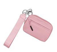 Zipper Keychain Wallet - Portable Nylon Card Case with Coin Purse | Women’s Small Hand Strap Wallet, Compact Key Ring Holder for ID, Credit Cards, cions, Cash, Secure Travel Organizer, Lightweight