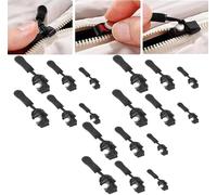 Zipper Repair Replacement Kit,Zip Slider Repair Instant Kit,Universal Instant Zipper Repair Replacement Kit for Clothes,Universal Instant Zipper Fix Sliding Teeth Screw Head with 3 Sizes (18Pcs)