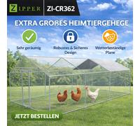 Zipper ZI-CR362 Enclos Extérieur Élevage Animaux Volaille Lapin Poule