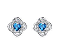 ZIPPICE Boucles d'oreilles à tige en argent sterling 925 avec pierre de naissance du mois de mars, aigue-marine, nœud celtique, pierre de naissance, cadeau d'anniversaire de mars pour femme, maman