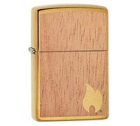 Zippo 29901 Briquet avec Doublure en Bois, Flamme en Acajou, Coupe-Vent, Laiton, Taille Standard