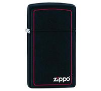 Zippo Briquet tempête - Design Logo avec Cadre et Bordure Rouges - Noir Mat Fin - Image Couleur - Rechargeable - Réutilisable - Design Coupe-Vent - Boîte Cadeau - Fabriqué aux États-Unis
