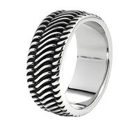 Zippo - Bague Au Design Pneu, En Acier Inoxydable Poli Brillant, Argenté/noir, Taille 66, En Coffret Cadeau