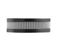 Zippo - Bague Avec Ruban En Maille, Argenté/noir, Acier Inoxydable Poli Brillant, Taille 60, En Coffret Cadeau