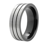 Zippo - Bague En Acier Inoxydable Poli Brillant, Argenté/noir, Taille 68, En Coffret Cadeau