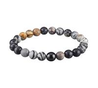 Zippo - Bracelet De Perles, En Acier Inoxydable/howlite, Blanc/gris/noir/ocre, Pour Homme Et Femme, En Coffret Cadeau