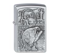 Zippo Briquet 2000407 Emblème De Pêche Au Bass Briquet À Essence, Laiton Pêcheur