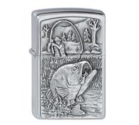 Zippo Briquet 2000407 Emblème De Pêche Au Bass Briquet À Essence, Laiton Pêcheur