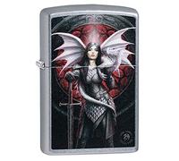 Zippo Briquet Anne Stokes Dragon Warrior, Street Chrome Authentique Coupe-Vent 49096 Taille Unique Gris