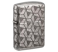 Zippo Briquet : Armor MultiCut géométrique sculpté Profond - Argent Antique 49883