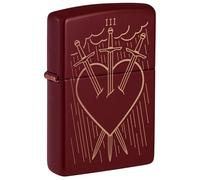 Zippo Briquet Coupe-Vent Luck/Fortune - Gravure au Laser Merlot - Rechargeable - Réutilisable - Design Coupe-Vent - Boîte Cadeau - Fabriqué aux États-Unis